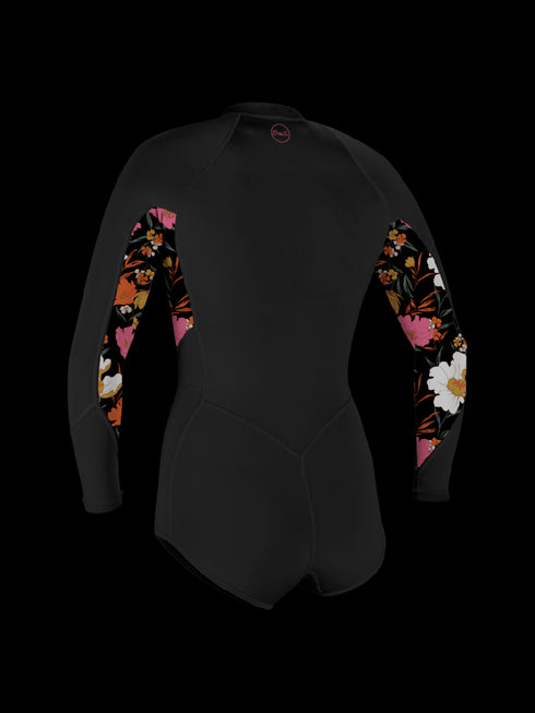 Oneill Wms Bahia 2/1 Front Zip L/S Short Spring - black/bluemchen/black